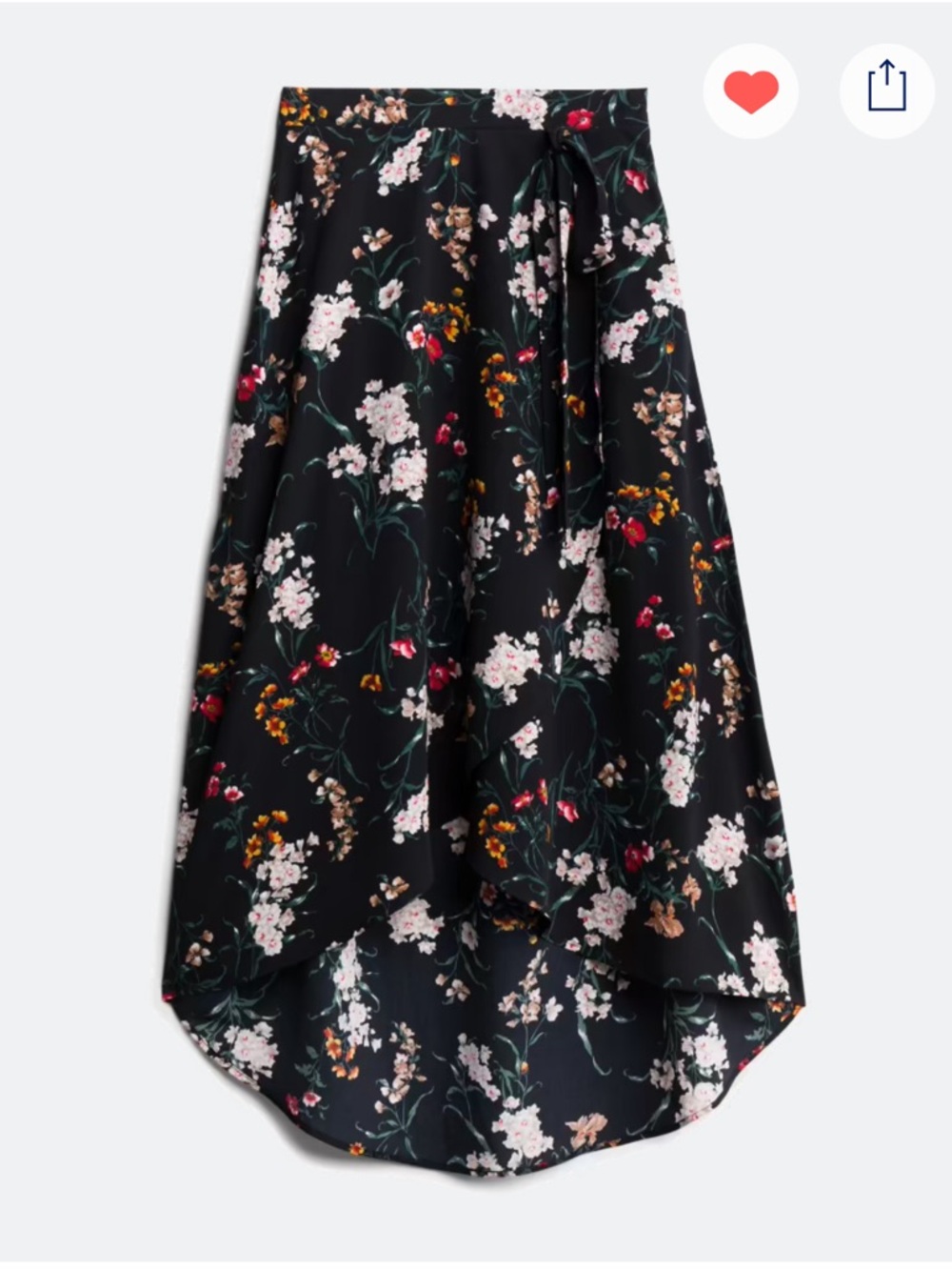 Kaileigh Black Floral Faux Wrap Skirt